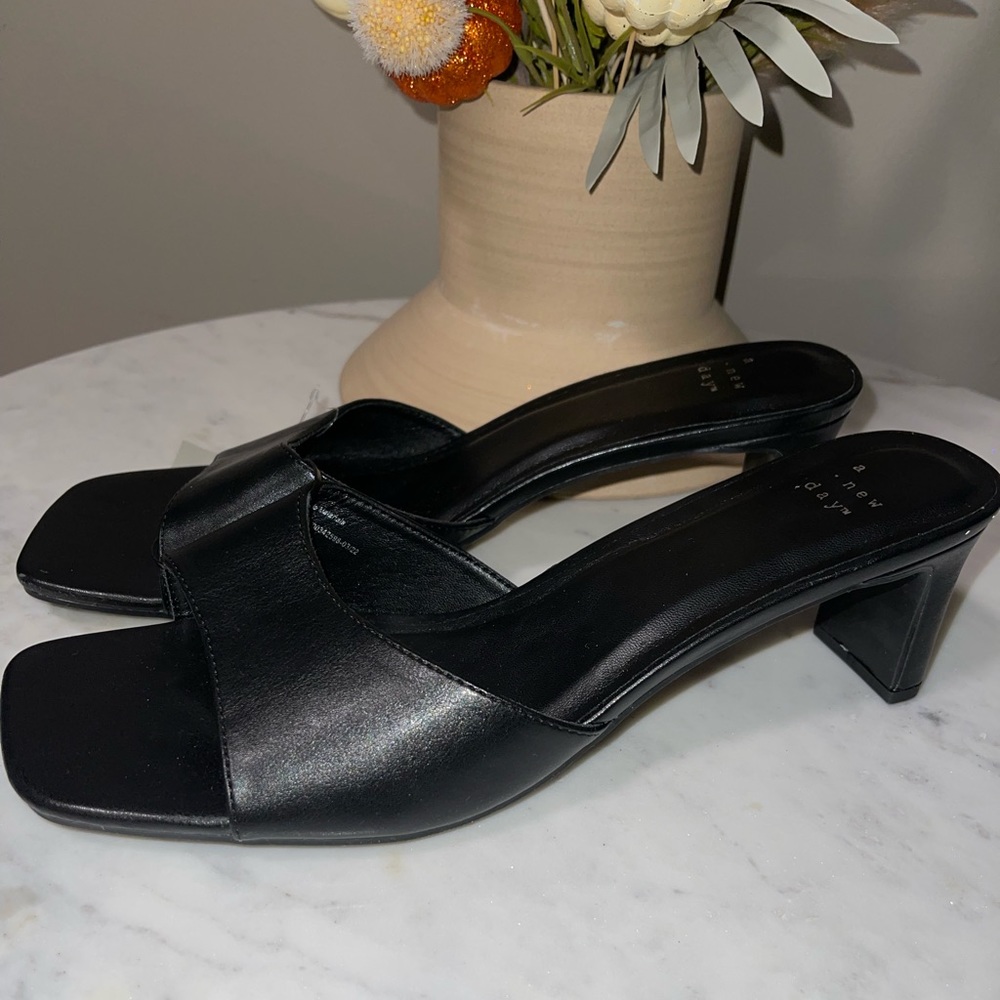 New - Black Chunky Block Heels